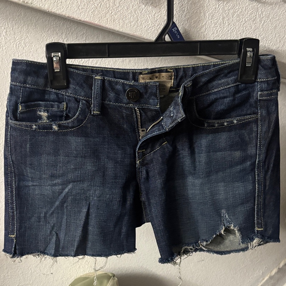 William Rast Blue Distressed Denim Shorts